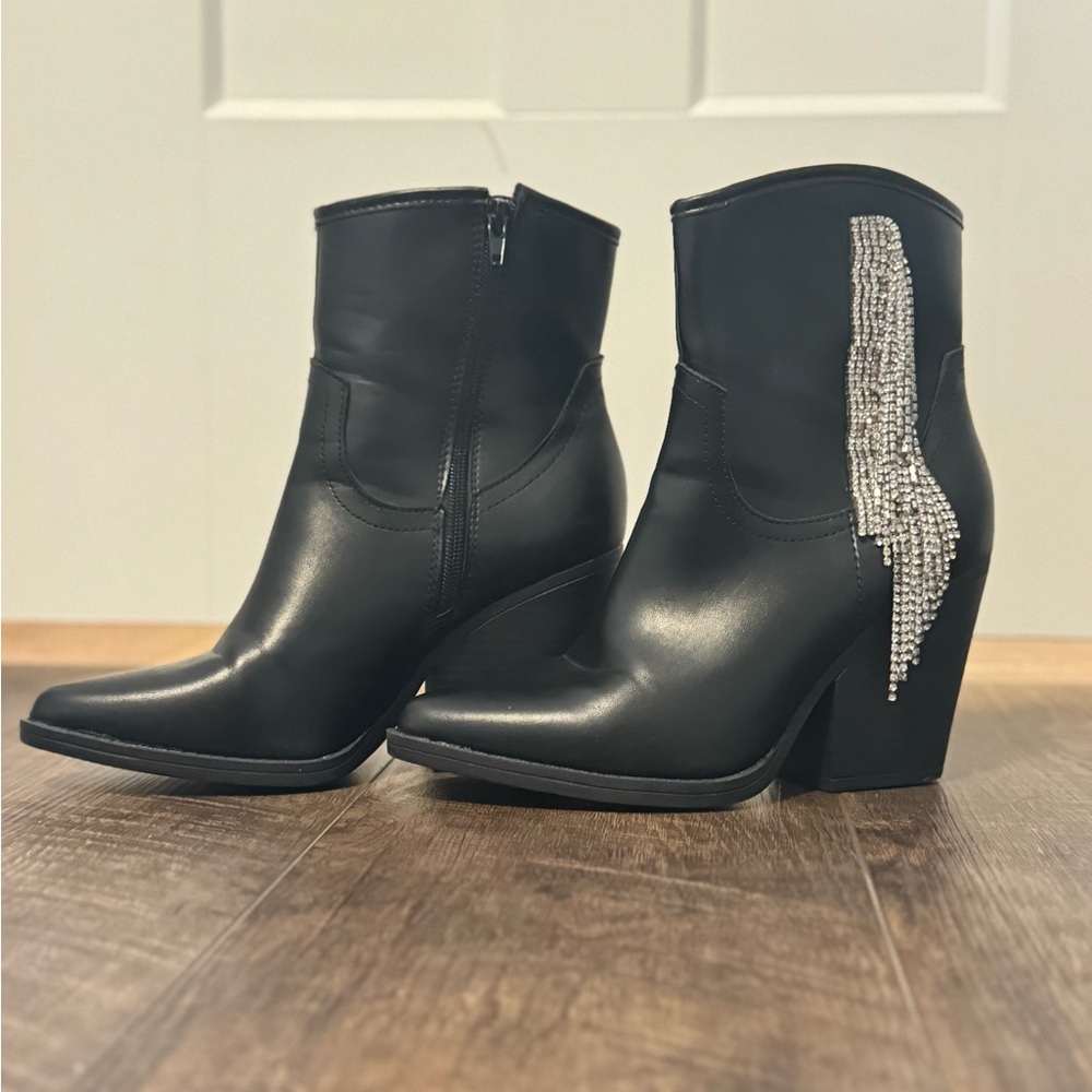 Forever 21 Black Boots with Silver Embellishment